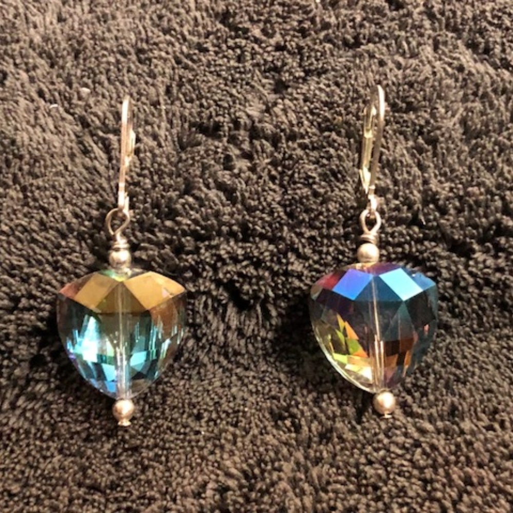 Rainbow Faceted Crystal Drop Earrings